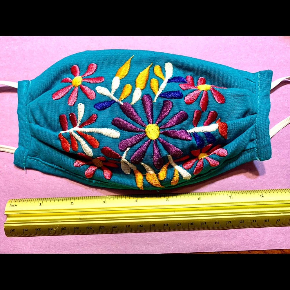 Mexican embroidered turquoise mask